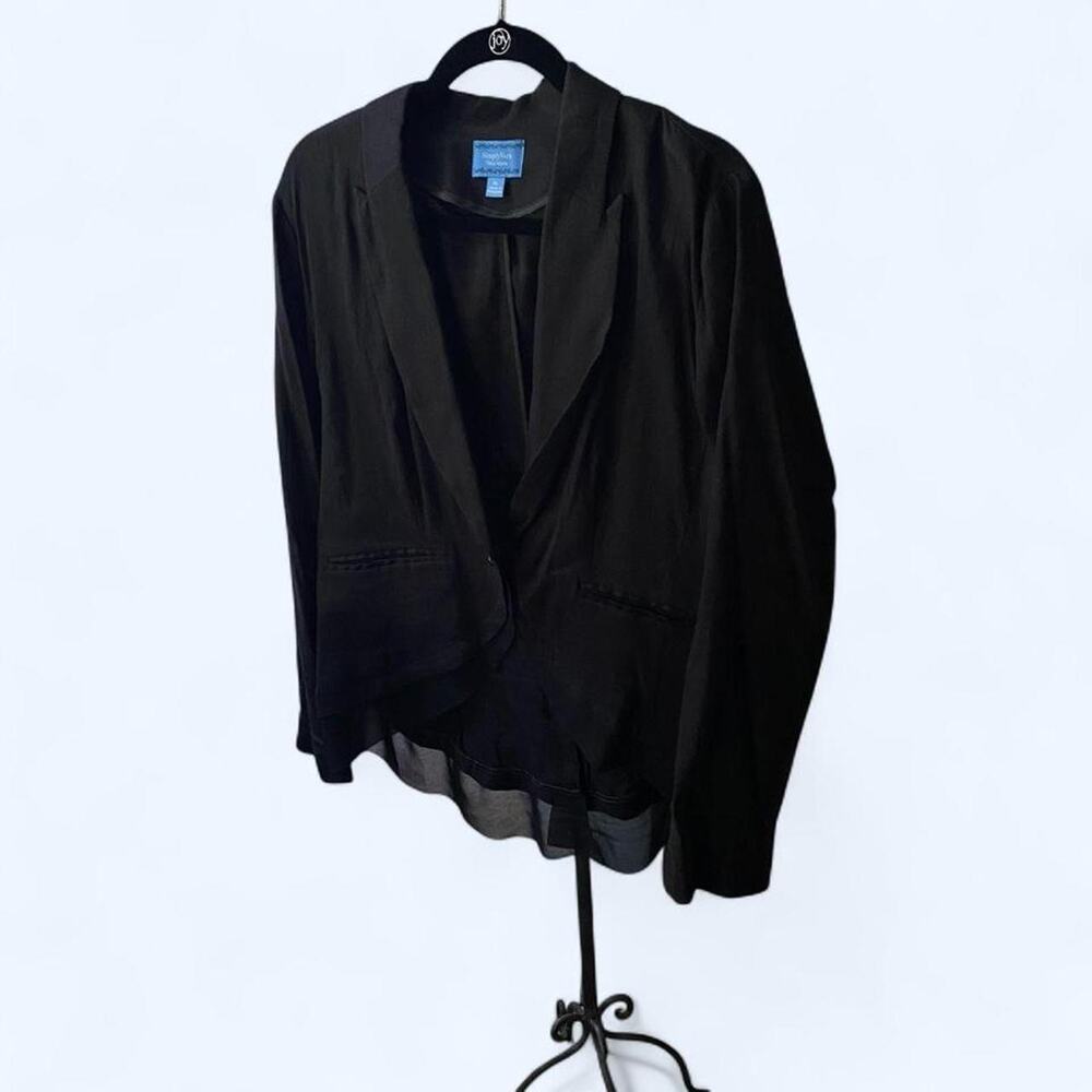 Simply Vera One-Button Chiffon-Trim Ruffle Hem Blazer